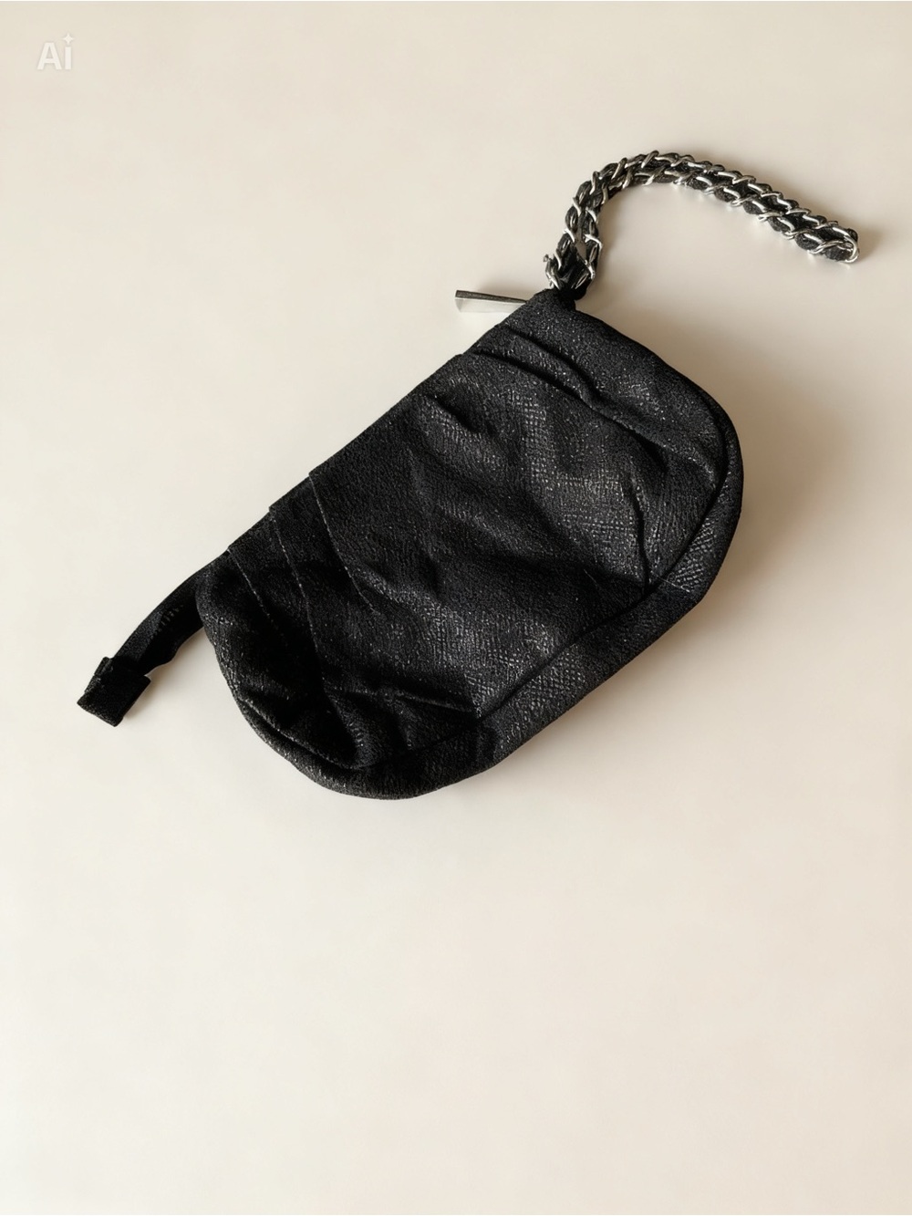 Express Black Quilted Wristlet Clutch with Silver Accent